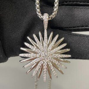 David Yurman Starburst Pendant with Pav Sterling Silver Necklace